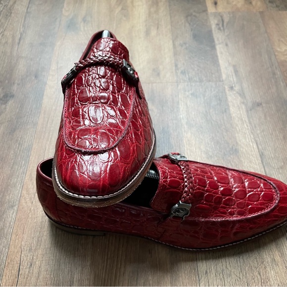 Stacy Adams Mens Red Diamonte Leather Dress Shoes 10 M - Picture 3 of 12